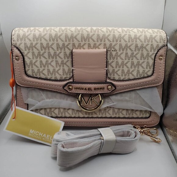 Jessie Medium Two-Tone Logo Shoulder Bag - Pink and white - Picture 1 of 3